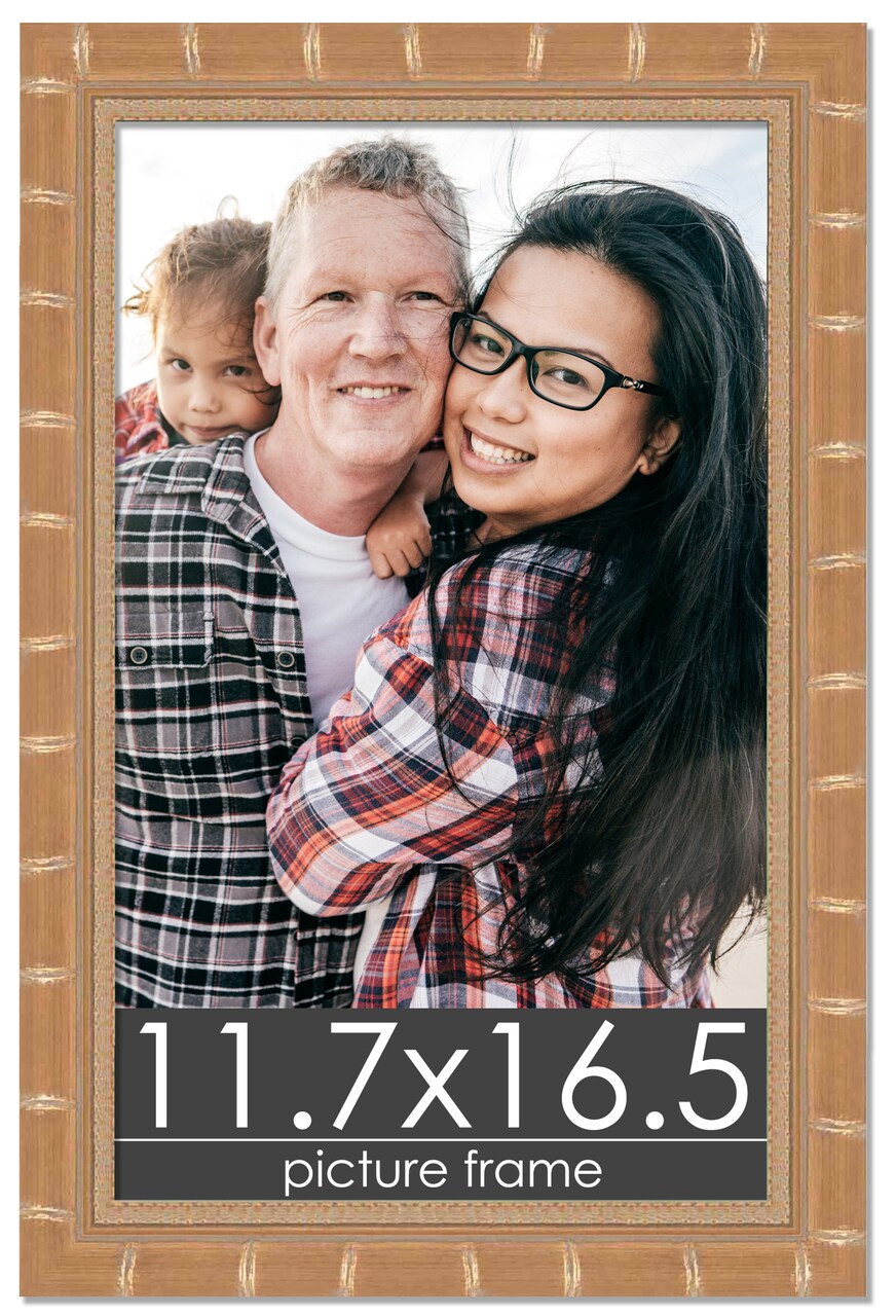 11.7x16.5 Modern Bamboo Picture Frame with UV-Resistant Acrylic & Acid Free Backing, Available in 5 Finishes - Gold, Silver, Brown, Black, and Natural